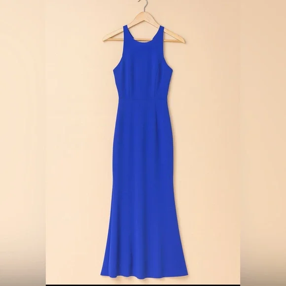 Lulus Straight To The Heart Royal Blue Backless Maxi Dress / cut out back - Picture 3 of 10